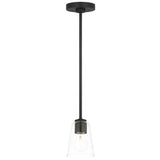Miles One Light Mini Clear Glass Pendant Midnight Black By Generation Lighting - Front View1
