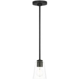 Miles One Light Mini Clear Glass Pendant Midnight Black By Generation Lighting - Front View2