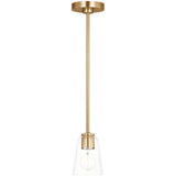Miles One Light Mini Clear Glass Pendant Satin Brass By Generation Lighting front View1