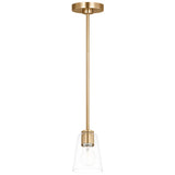 Miles One Light Mini Clear Glass Pendant Satin Brass By Generation Lighting - Front View