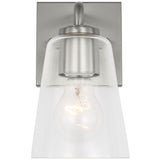Miles Small Clear Glass Vanity Light Brushed Nickel By Generation Lighting - Front View