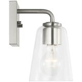 Miles Small Clear Glass Vanity Light Brushed Nickel By Generation Lighting - Side View1