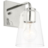 Miles Small Clear Glass Vanity Light Chrome By Generation Lighting - Side View1