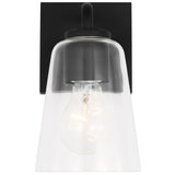 Miles Small Clear Glass Vanity Light Midnight Black By Generation Lighting - Front View1
