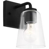 Miles Small Clear Glass Vanity Light Midnight Black By Generation Lighting - Side View
