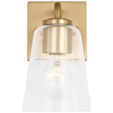 Miles Small Clear Glass Vanity Light Satin Brass By Generation Lighting - With Light