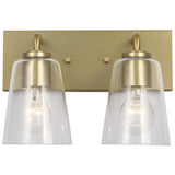 Miles Clear Glass Vanity Light 2 Lights Satin Brass By Generation Lighting
