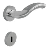 Milla Dotted Door Lever in Polished Chrome / Satin Chrome angled view by Colombo Design