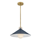 Milo Pendant Light Lacquered Bras Matte Navy By Lark Living - Front View1