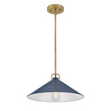 Milo Pendant Light Lacquered Bras Matte Navy By Lark Living - Front View4