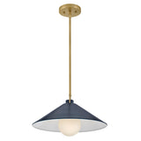 Milo Pendant Light Lacquered Bras Matte Navy By Lark Living - Front View5