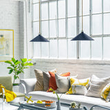 Milo Pendant Light Lacquered Bras Matte Navy By Lark Living - Lifestyle View1