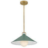 Milo Pendant Light Lacquered Brass Sage Green By Lark Living - Front View1