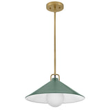 Milo Pendant Light Lacquered Brass Sage Green By Lark Living - Front View2