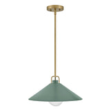 Milo Pendant Light Lacquered Brass Sage Green By Lark Living - Front View3