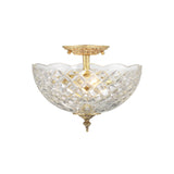 Milton Crystal Semi Flush Mount 10" Olde Brass