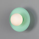 Mint Turquoise Aosta Brass Disc Bathroom Wall Light by Mullan Lighting