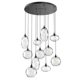 Misto Round Multi-Light Chandelier By Hammerton, Color: Clear, Number Of Lights: 11, Finish: Matte Black