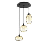 Misto Round Multi-Light Chandelier By Hammerton, Color: Amber, Finish: Matte BlackMisto Round Multi-Light Chandelier By Hammerton, Color: Amber, Number Of Lights: 3, Finish: Matte Black