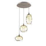 Misto Round Multi-Light Chandelier By Hammerton, Color: Amber, Finish: Metallic Beige SilverMisto Round Multi-Light Chandelier By Hammerton, Color: Amber, Number Of Lights: 3, Finish: Metallic Beige Silver