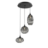 Misto Round Multi-Light Chandelier By Hammerton, Color: Smoke, Number Of Lights: 3, Finish: Metallic Matte Black