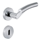 Mixa Door Lever in Polished Chrome / Satin Chrome angled view by Colombo Design