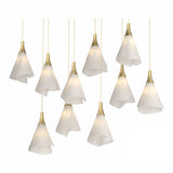 Mobius 10-Light Linear Suspension in Modern Brass, Long by Hubbardton Forge
