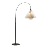 Mobius Arc Floor Lamp, shown in Dark Smoke, Spun Frost, by Hubbardton Forge