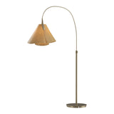 Mobius Arc Floor Lamp in Soft Gold, Cork Shade by Hubbardton Forge
