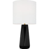 Moresby Table Lamp — 12", White Linen, Gloss Black