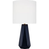 Moresby Table Lamp — 12", White Linen, Gloss Navy