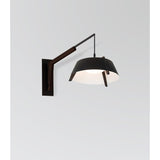 Motus Swing Arm Bracket by Cerno in textured black with walnut body, shown with a Casia 18 pendant (sold separately)