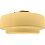 Muted Yellow Brushed Brass Ceramic Small Tier Semi-Flush by Justice Design
