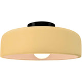 Muted Yellow Matte Black Ceramic Small Spire Semi-Flush by Justice Design