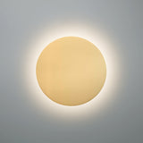 Muted Yellow Small Ceramic Round Backlit Color Temperature Selectable LED Wall Sconce by Justice Design