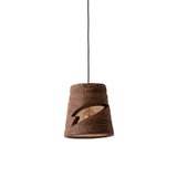 Myst Ceramic Pendant Light by Geo Contemporary in Cinnamon textured ceramic with a brown cord