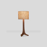 Nauta Table Lamp by Cerno in Brushed Aluminum with a Walnut body and Burlap shade