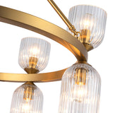 Nelly Chandelier Brushed Gold Clear Ribbed Glass By Alora - Detailed View1