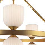 Nelly Chandelier Brushed Gold Glossy Ribbed Opal Glass By Alora - Detailed View1