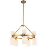 Nelly Chandelier Brushed Gold Glossy Ribbed Opal Glass By Alora - Side View