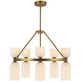 Nelly Chandelier Brushed Gold Glossy Ribbed Opal Glass By Alora
