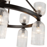 Nelly Chandelier Matte Black Clear Ribbed Glass By Alora - Detailed View