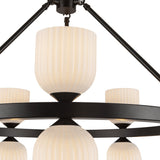 Nelly Chandelier Matte Black Glossy Ribbed Opal Glass By Alora - Detailed View1