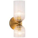 Nelly Wall Vanity Light Brushed Gold Clear Ribbed Glass By Alora - Side View