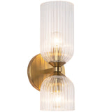 Nelly Wall Vanity Light Brushed Gold Clear Ribbed Glass By Alora - With Light