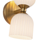 Nelly Wall Vanity Light Brushed Gold Glossy Ribbed Glass By Alora - Detailed View