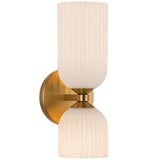 Nelly Wall Vanity Light Brushed Gold Glossy Ribbed Glass By Alora - Side View