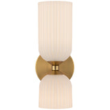 Nelly Wall Vanity Light Brushed Gold Glossy Ribbed Glass By Alora