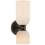 Nelly Wall Vanity Light Matte Black Glossy Ribbed Glass By Alora - Side View