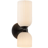 Nelly Wall Vanity Light Matte Black Glossy Ribbed Glass By Alora - With Light